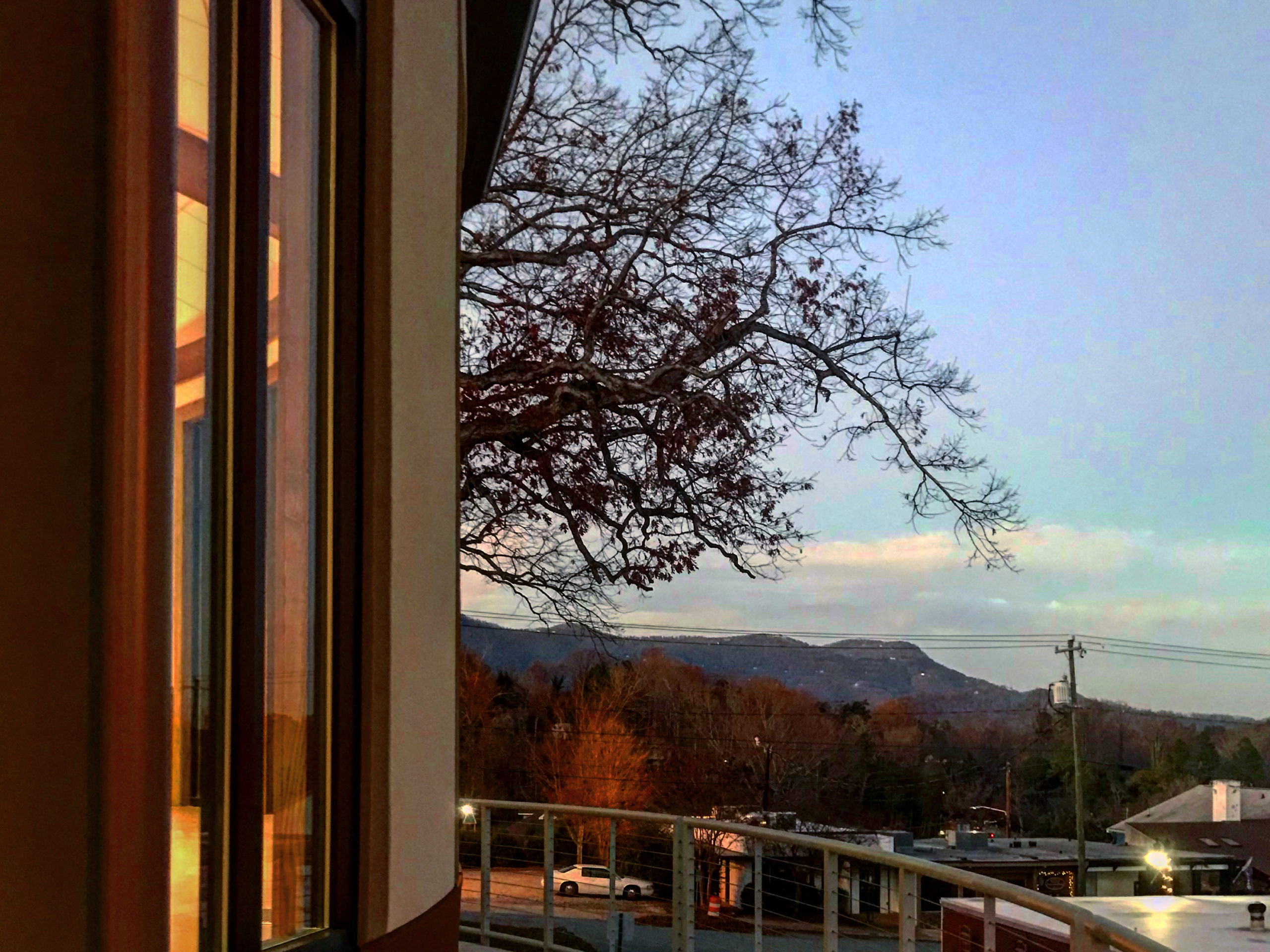 View from the curved addition westward toward the mountains.